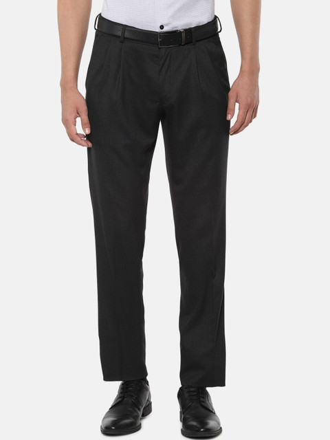 

Louis Philippe Men Black Regular Fit Solid Formal Trousers