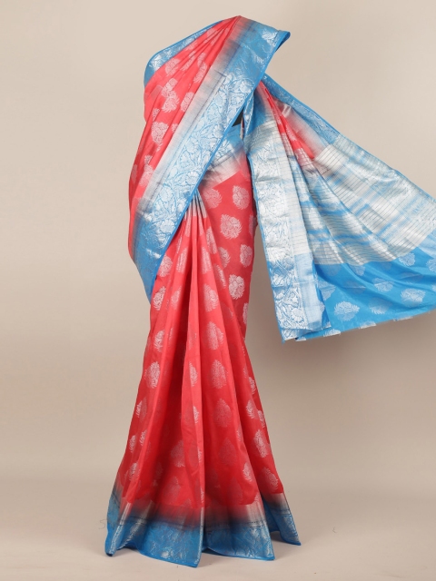 

Pothys Coral Pink & Blue Jute Silk Woven Design Saree