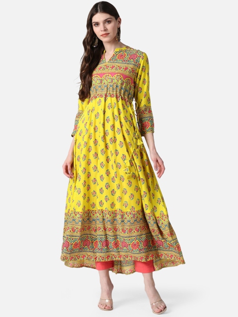 

AHIKA Women Yellow Ethnic Motifs Printed Anarkali Kurta