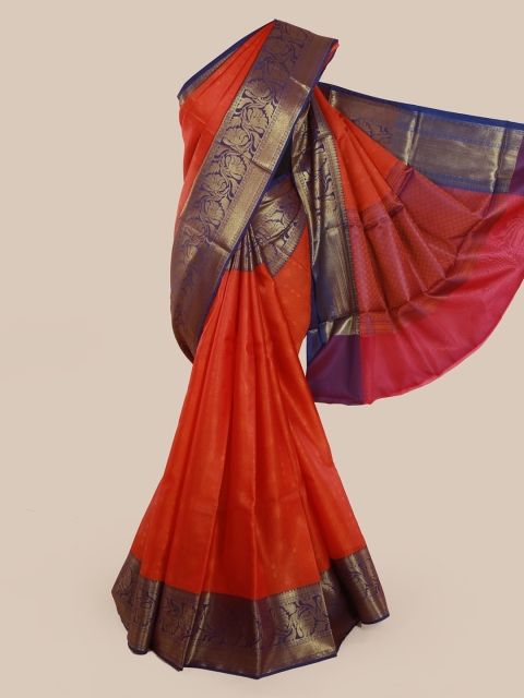 

Pothys Red & Navy Blue Cotton Blend Woven Design Saree