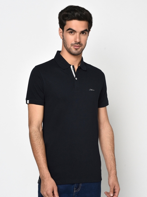 

Octave Men Navy Blue Solid Polo Collar T-shirt