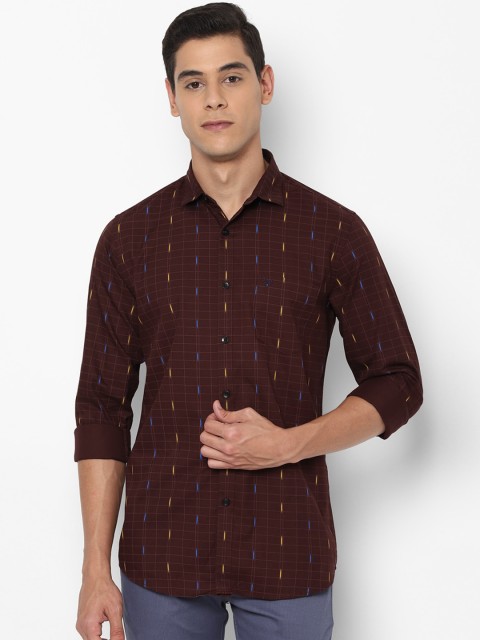 

Allen Solly Men Burgundy & Blue Slim Fit Printed Casual Shirt