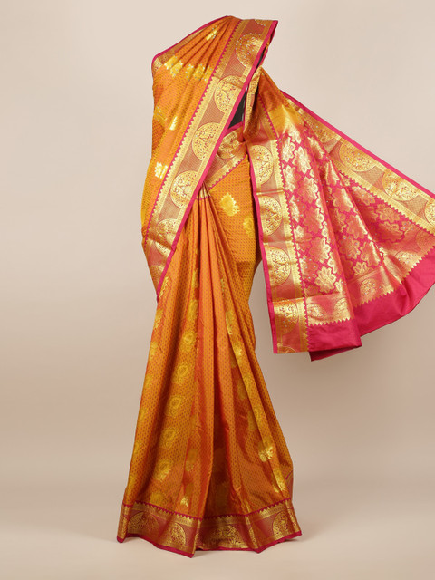 

Pothys Orange & Gold-Toned Art Silk Woven Design Saree