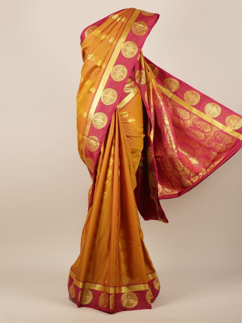

Pothys Mustard & Gold-Toned Art Silk Woven Design Saree
