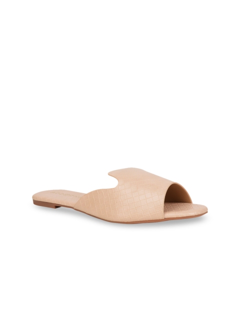 

Addons Women Beige Textured Open Toe Flats