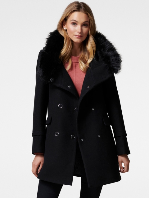 

Forever New Women Black Solid Trish Duffle Coat