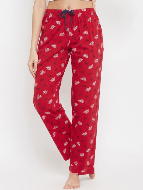 

Clovia Women Red & White Printed Cotton Lounge Pants