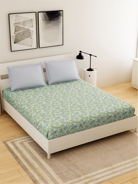 

Salona Bichona Unisex White Abstract Printed 1 King Bedsheet With 2 Pillow Cover