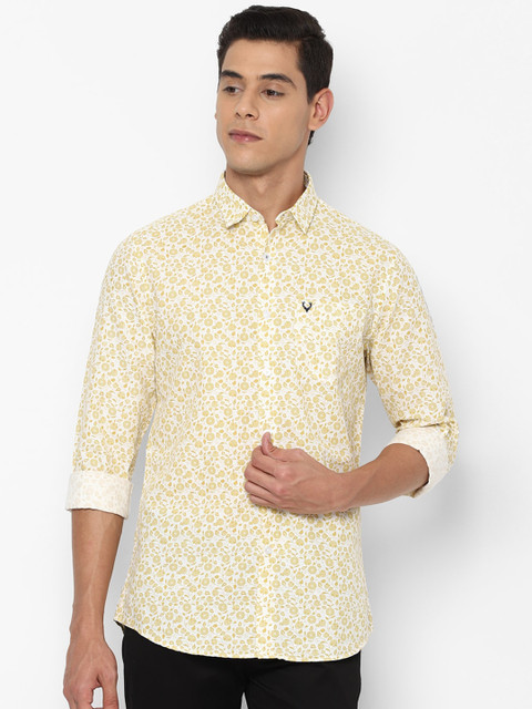 

Allen Solly Men Yellow & White Slim Fit Printed Casual Shirt