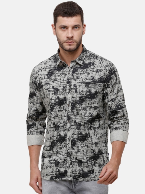 

Alan Scott Men Black & Grey Regular Fit Printed Pure Cotton Casual Shirt
