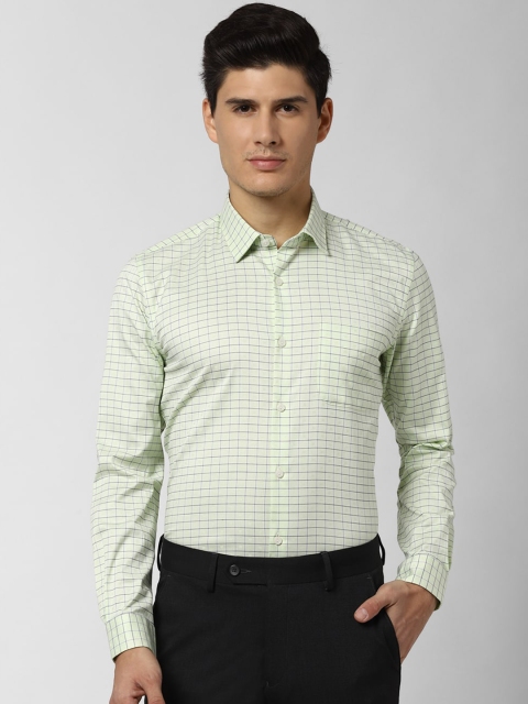 

Peter England Elite Men Green & Blue Slim Fit Checked Formal Shirt