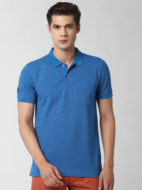 

Peter England Casuals Men Blue Printed Polo Collar T-shirt