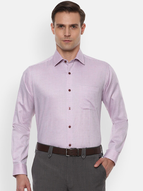 

Louis Philippe Men Pink & Black Cotton Slim Fit Checked Formal Shirt