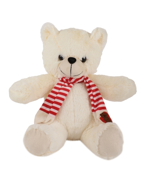 

DukieKooky Kids Cream-Coloured & Red Scarfy Teddy Bear Soft Toy