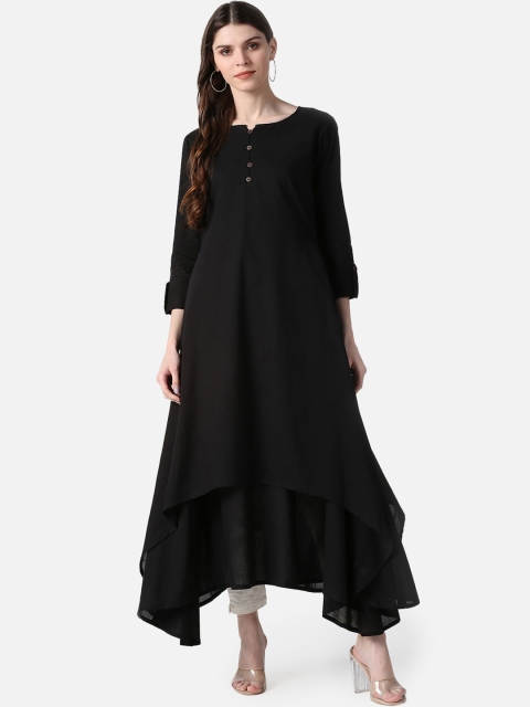 

AHIKA Women Black Asymmetric Kurta