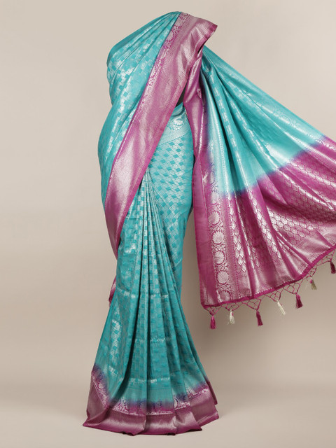 

Pothys Blue & Pink Jute Silk Woven Design Saree
