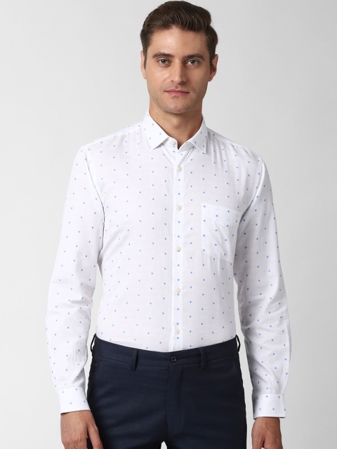 

Peter England Elite Men White & Blue Regular Fit Printed Pure Cotton Formal Shirt