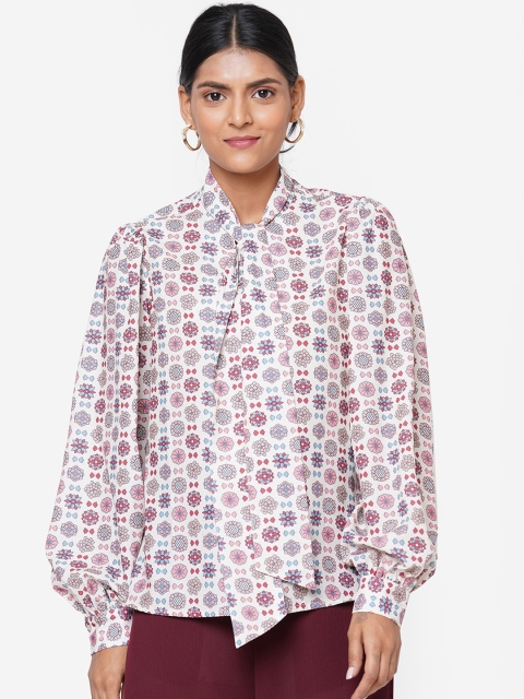 

20Dresses Multicoloured Tie-Up Neck Crepe Regular Top, Multi