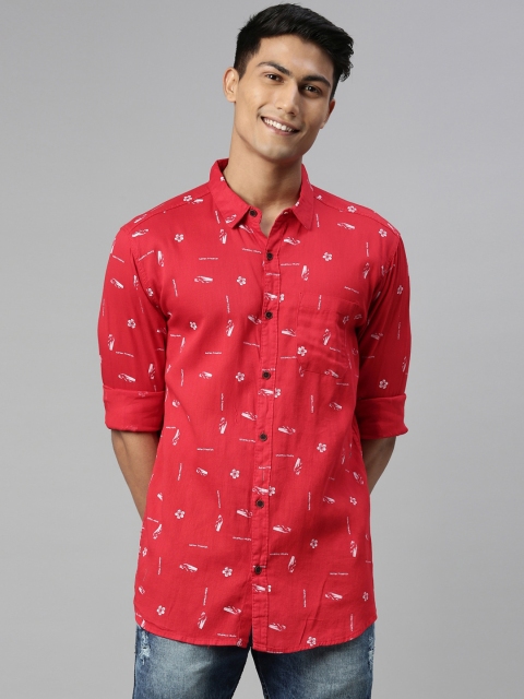 

William White Men Red & Off-White Slim Fit Printed Casual Shirt