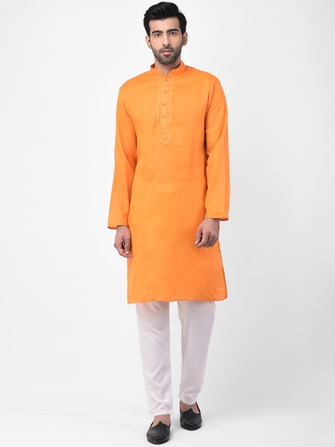 

SG LEMAN Men Yellow & White Solid Kurta with Pyjamas
