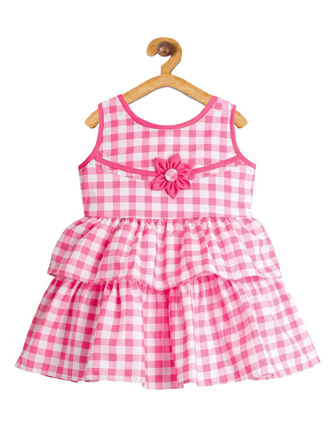 

The Magic Wand Infant Girls Pink & White Cotton Checked Fit and Flare Dress