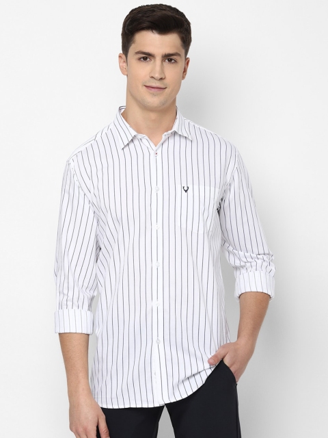 

Allen Solly Men White & Navy Blue Slim Fit Striped Casual Shirt