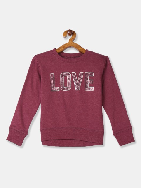 

The Childrens Place Girls Maroon & Silver-Toned Printed Sweatshirt