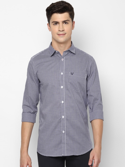 

Allen Solly Men Navy Blue & White Slim Fit Checked Casual Shirt