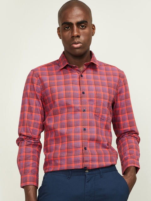 

CODE by Lifestyle Men Orange Slim Fit Checked Casual Shirt