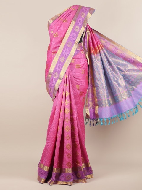 

Pothys Pink & Purple Pure Silk Woven Design Saree