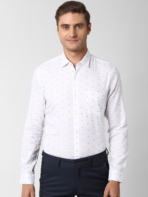 

Peter England Elite Men White & Blue Regular Fit Printed Pure Cotton Formal Shirt