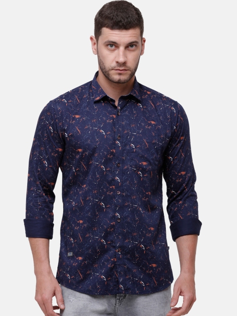

Alan Scott Men Navy Blue Regular Fit Printed Pure Cotton Casual Shirt