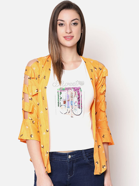 

V2 Value & Variety Mustard & White Layered Regular Top