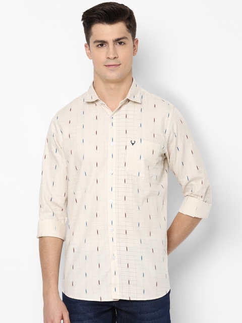 

Allen Solly Men Cream-Coloured & Blue Slim Fit Self Design Casual Shirt