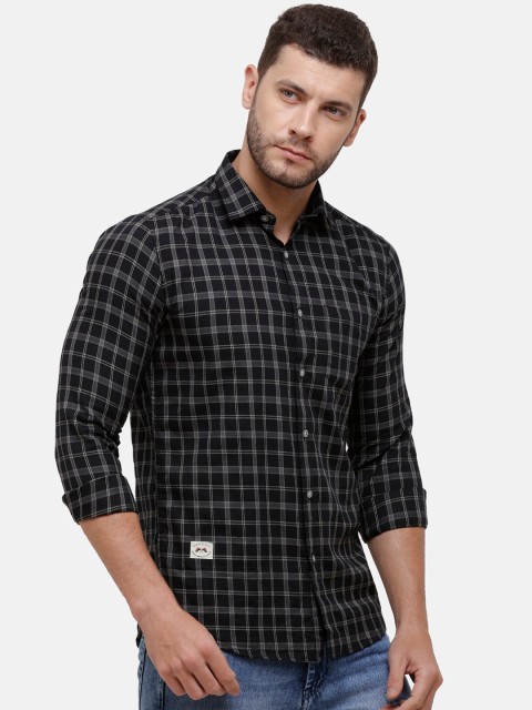 

Alan Scott Men Black Regular Fit Checked Pure Cotton Casual Shirt