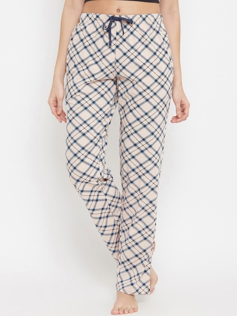 

Clovia Women Beige & Black Cotton Checked Lounge Pants