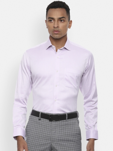 

Van Heusen Men Lavender Cotton Regular Fit Self Design Formal Shirt