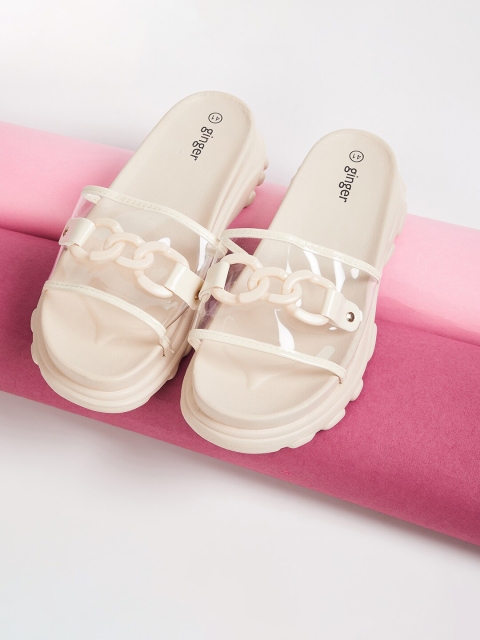 

Ginger by Lifestyle Women Beige & Transparent Solid Sliders
