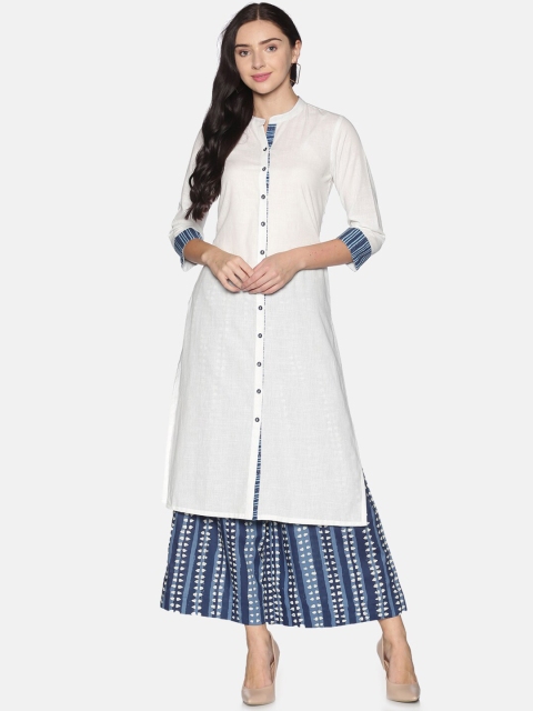 

Saffron Threads Women White Cotton Kurta