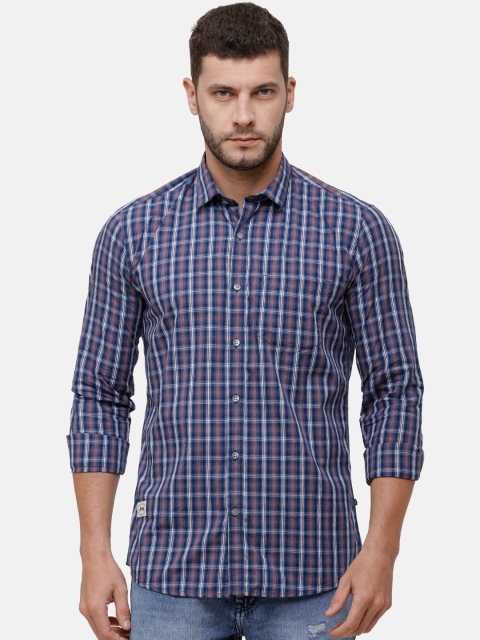 

Alan Scott Men Blue Regular Fit Checked Pure Cotton Casual Shirt