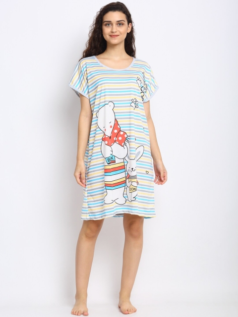 

NEUDIS Blue & White Printed Cotton Nightdress