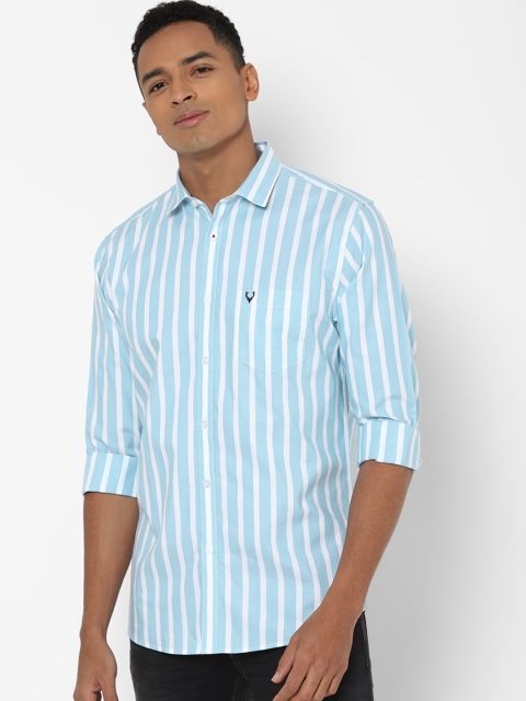 

Allen Solly Men Blue & White Slim Fit Striped Cotton Casual Shirt