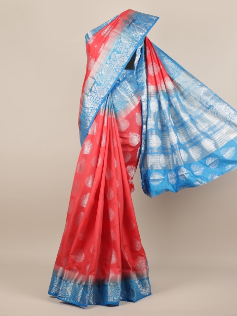 

Pothys Pink & Blue Jute Silk Woven Design Saree