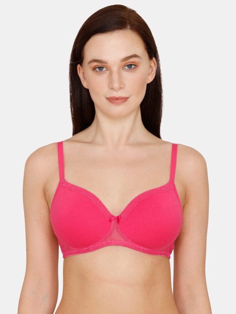 

Zivame Pink Solid Non-Wired Lightly Padded T-shirt Bra