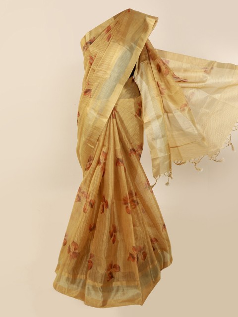 

Pothys Gold-Toned Solid Tissue Saree
