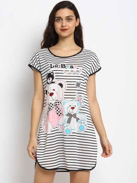 

NEUDIS White & Black Printed Lounge T-Shirt