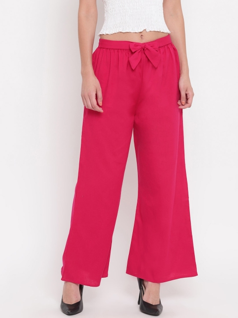 

Aawari Women Pink Solid Wide Leg Palazzos