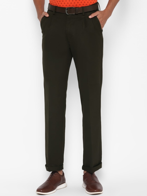 

Allen Solly Men Olive Green Regular Fit Solid Trousers