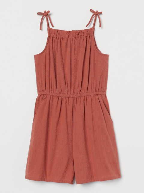 

H&M Girls Rust Red Solid Playsuit