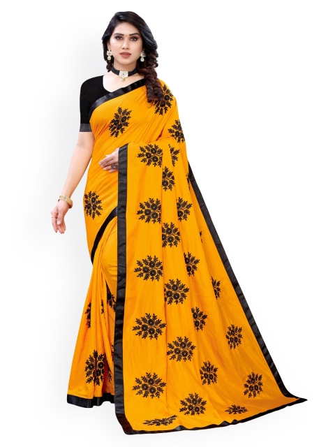 

KALINI Yellow Embroidered Poly Silk Saree
